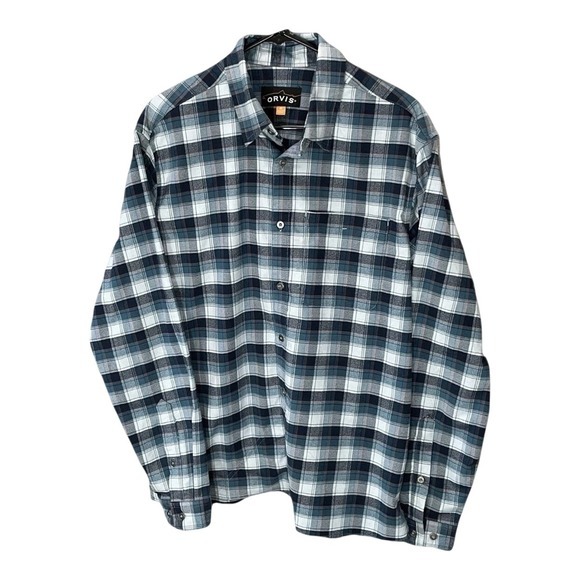 Orvis Other - ORVIS Flannel Plaid Shirt Mens M Blue Green Casual Button Up Long Sleeve